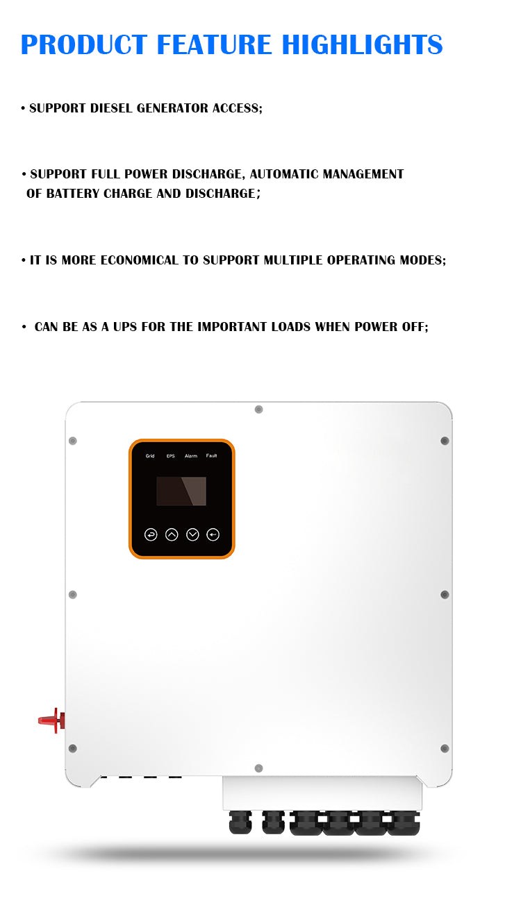 6kw 8kw 10kw 12kw three phase Off Grid Grid Tie Inverter Solar Hybrid Parallel Solar Inverter