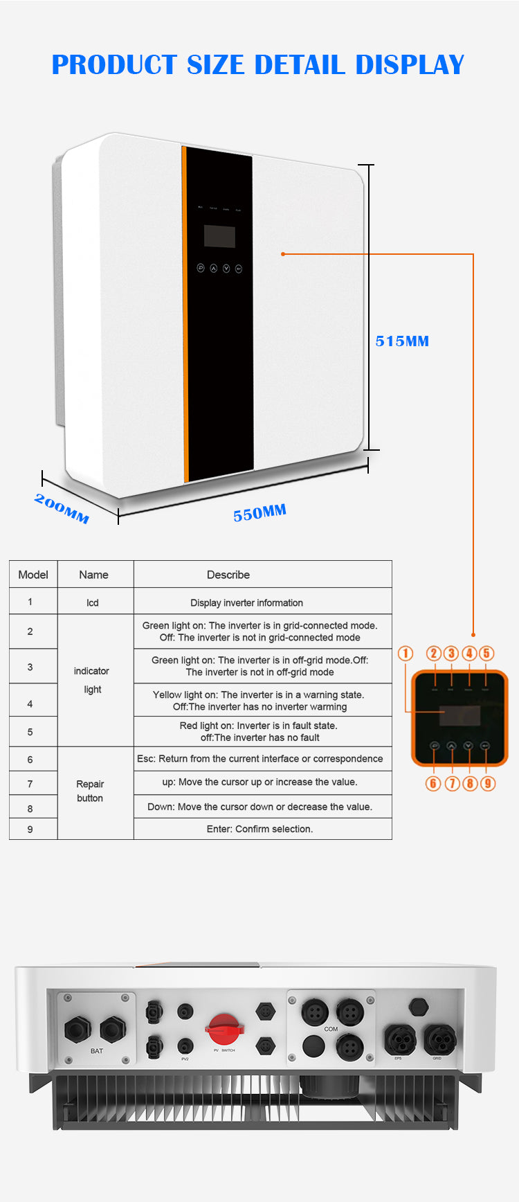 3kw 4kw 5kw 6kw 8kw Hybrid Off Grid Grid Tie Inverter Parallel Inverter Mppt Solar Inverter