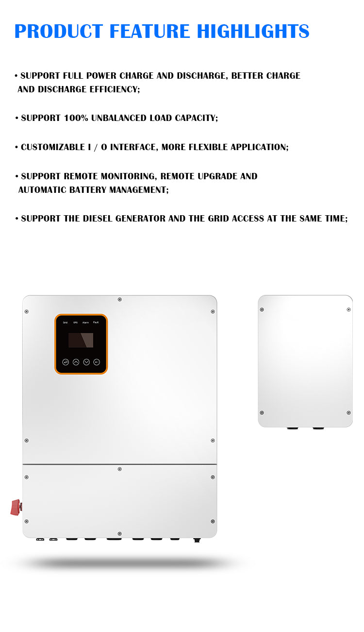 6/8/10/12kw Parallel Hybrid Off Grid Grid Tie Inverter split phase Inverter 120 240v Solar Inverter