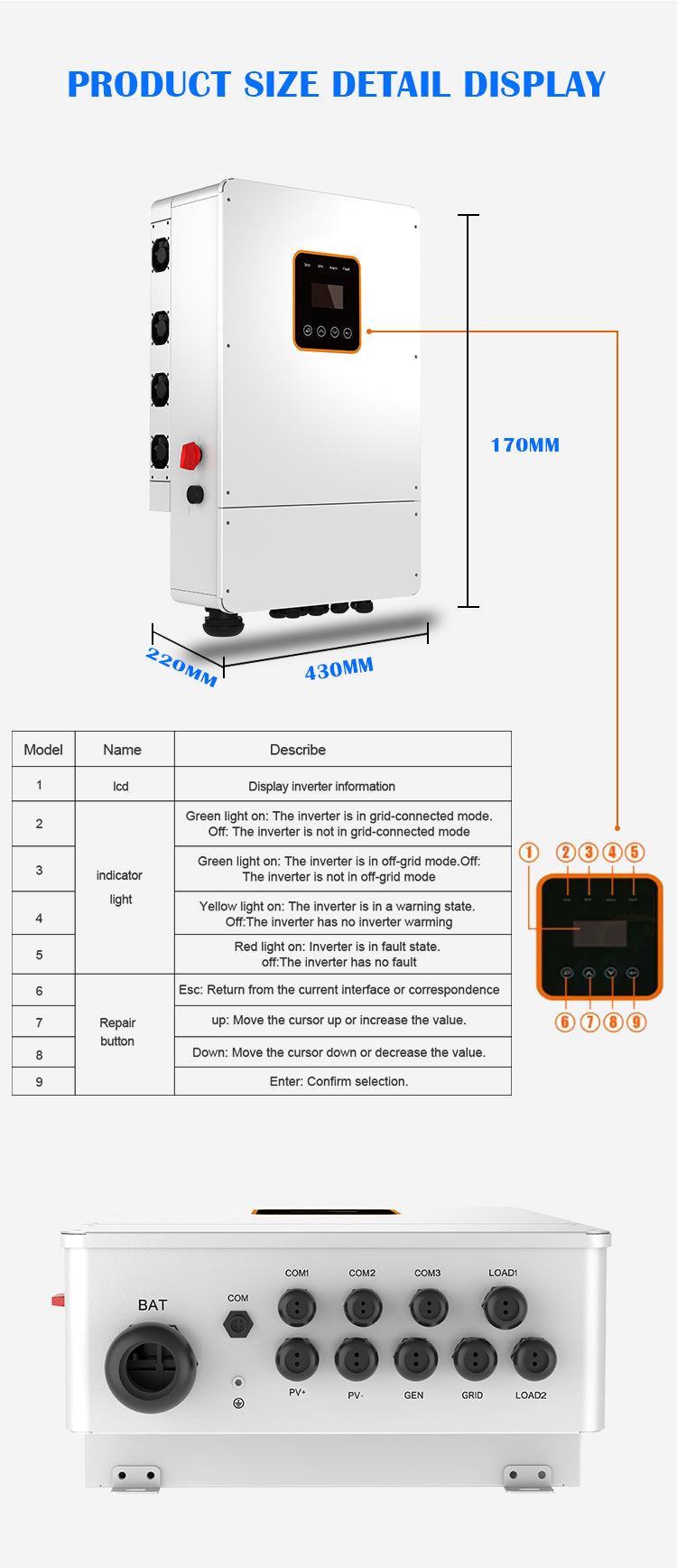5/6/8/10kw Off Grid Grid Tie Inverter 48v split phase120 240v Solar Hybrid Parallel Solar Inverter