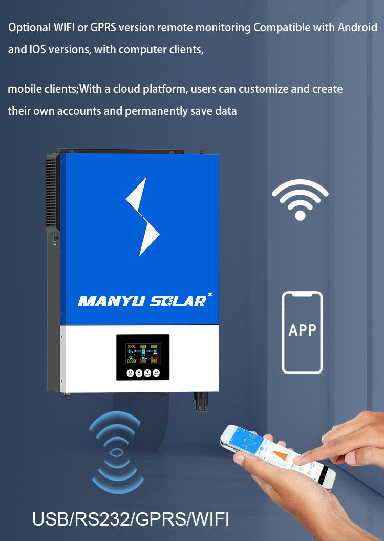 On/Off-Grid Dc-Ac Wall Inverter 3.6Kw 6.2kw Hybrid Solar Inverter 48V 24V All In One Mpp Hybrid Solar Inverter