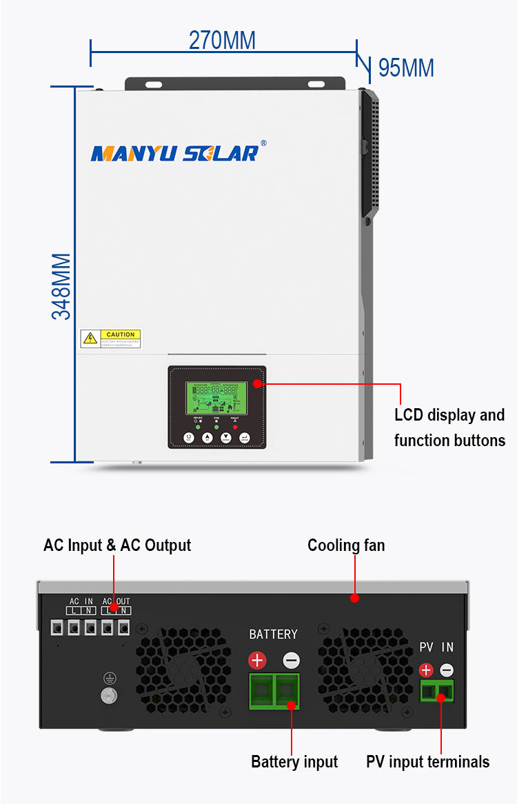 1.5kw 2.4kw 24v 48v High Frequency Off Grid Solar Inverter Pure Sine Wave Mpp Solar Inverter Hybrid